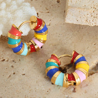 Titanium Steel Enamel Hoop Earrings Trandify deal