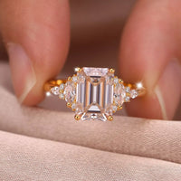3 Carat Emerald Cut Moissanite Ring in 925 Sterling Silver