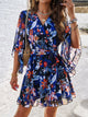 Devine Ruffled Printed Surplice Half Sleeve Mini Dress Trandify Deal