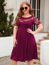Plus Size Ruched Round Neck Short Sleeve Dress Trandify deal