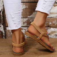 Beaded PU Leather Open Toe Sandals Trandify Deal