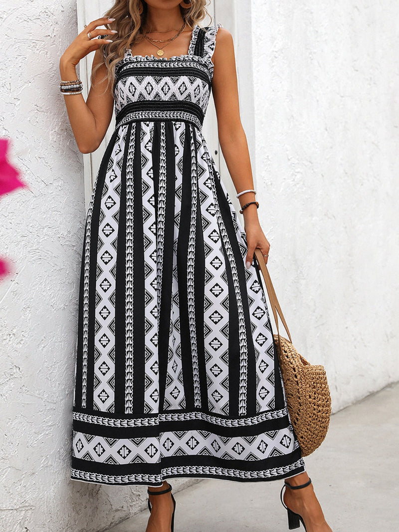 Honey Printed Square Neck Wide Strap Cami Dress Trandify deal