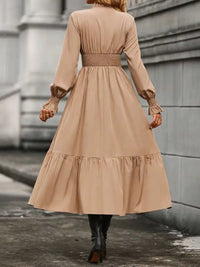 Ruched Midi Dress Long Sleeve Tiered Bodycon - Regular & Plus Size