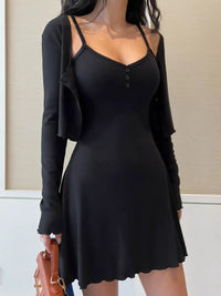 V-Neck Cami Dress & Cardigan Set | Casual Outfit