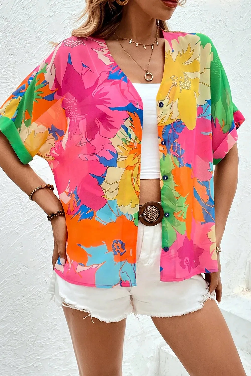 Printed Button Up Half Sleeve Shirt Trandify Deal