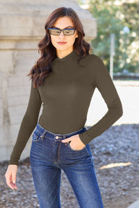 Basic Bae Full Size Mock Neck Long Sleeve Bodysuit Trandify Deal