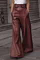 High Waist Flare Leg Pants for Women in Burgundy - Stretchy and Breathable Fabric