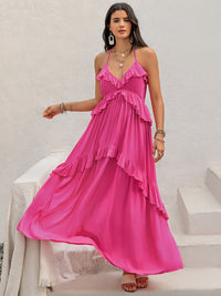 Ruffled Halter Neck Sleeveless Maxi Dress Trandify Deal