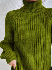 Plus Size Turtleneck Sweater - Ribbed Long Sleeve Top