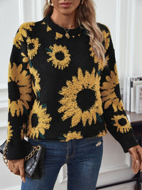 Sunflower Round Neck Long Sleeve Sweater Trandify Deal
