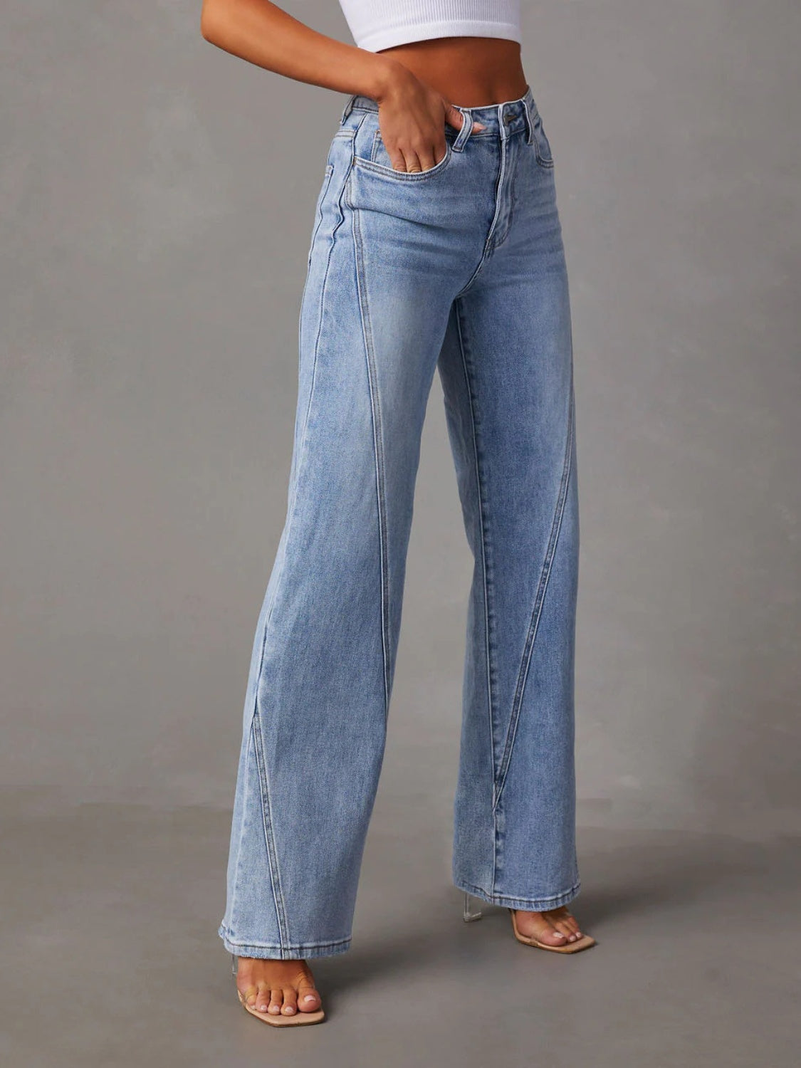 High Waist Straight Jeans with Pockets Trandify deal