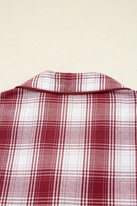 Women's Plaid Loungewear Set | Cotton Button-Down Shirt & Shorts