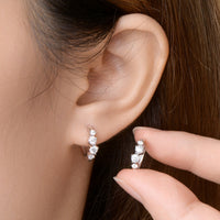 925 Sterling Silver Moissanite Huggie Earrings Trandify Deal