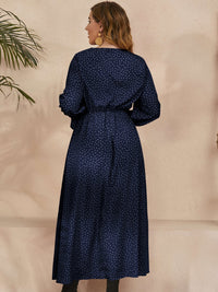 Plus Size Ruffled Polka Dot Long Sleeve Midi Dress Trandify Deal