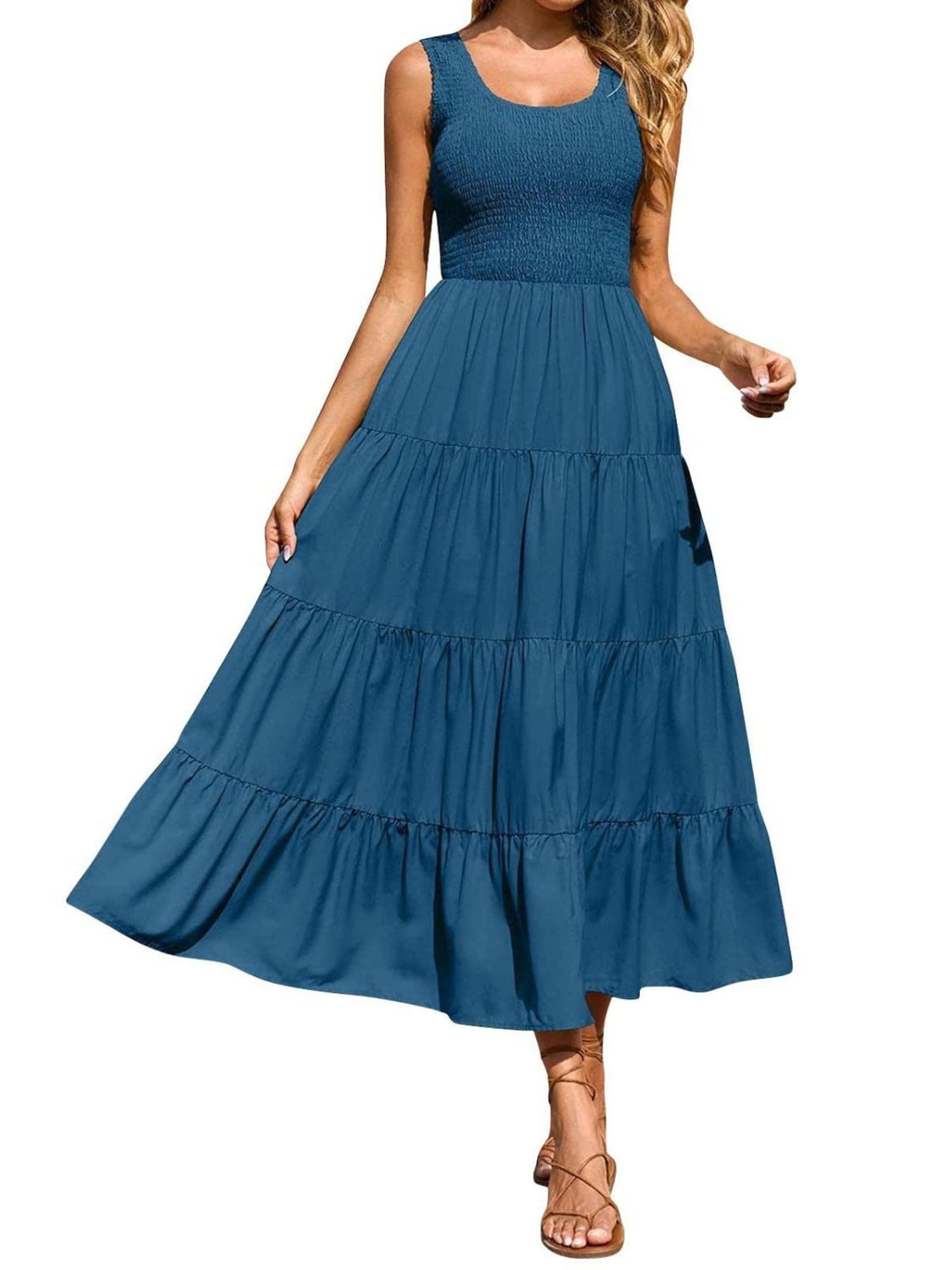 Tiered Smocked Wide Strap Dress Trandify Deal
