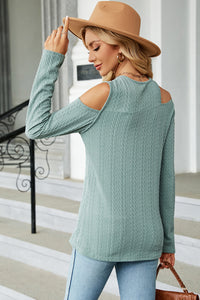 Round Neck Cold Shoulder T-Shirt Trandify deal