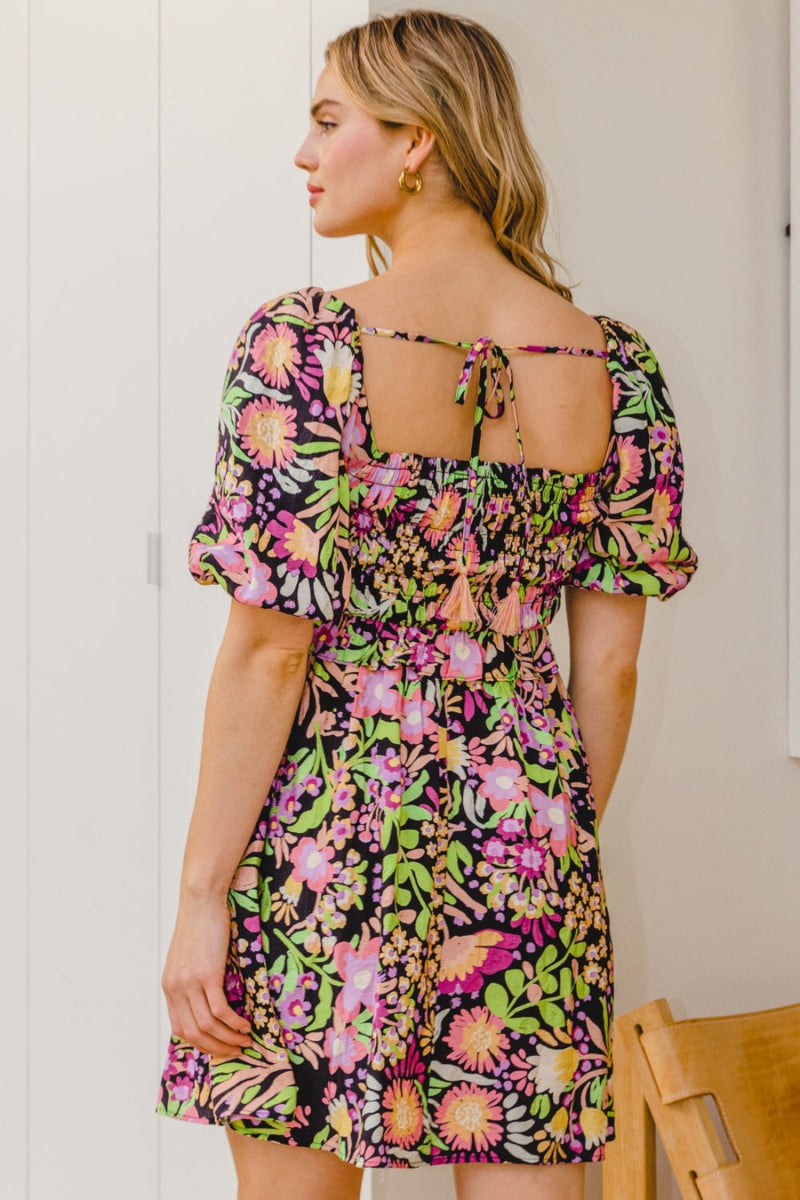 ODDI Full Size Floral Tie-Back Mini Dress Trandify deal