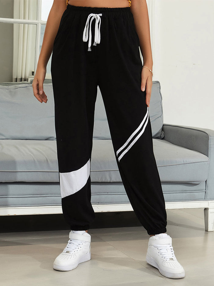 Drawstring Contrast Joggers with Pockets Trandify Deal