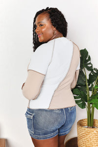 Double Take Color Block Exposed Seam Top Trandify Deal