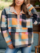 Color Block Half Snap Long Sleeve Sweatshirt Trandify Deal