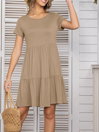 Round Neck Short Sleeve Mini Tee Dress Trandify deal