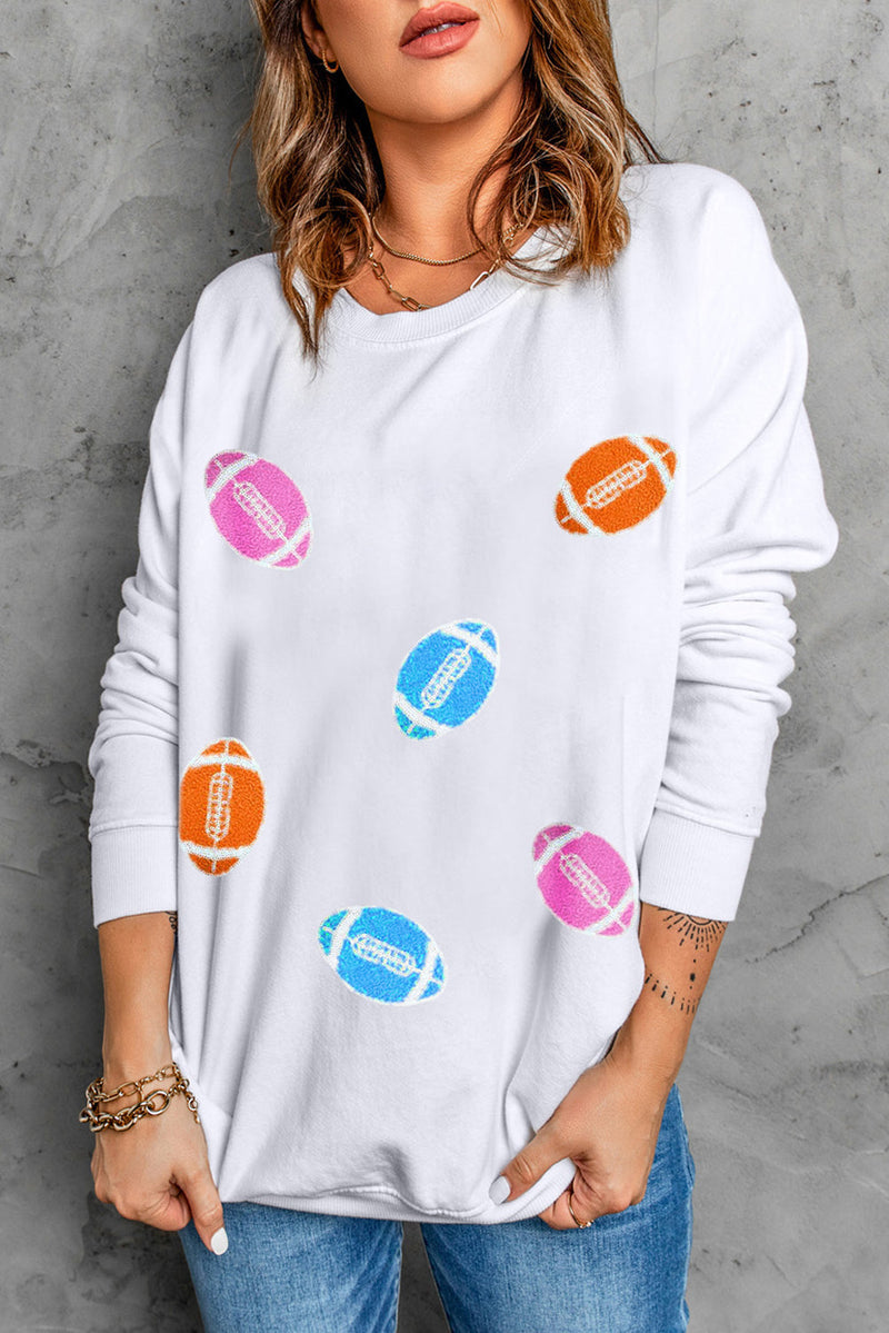 Football Round Neck Long Sleeve Sweatshirt Trandify Deal