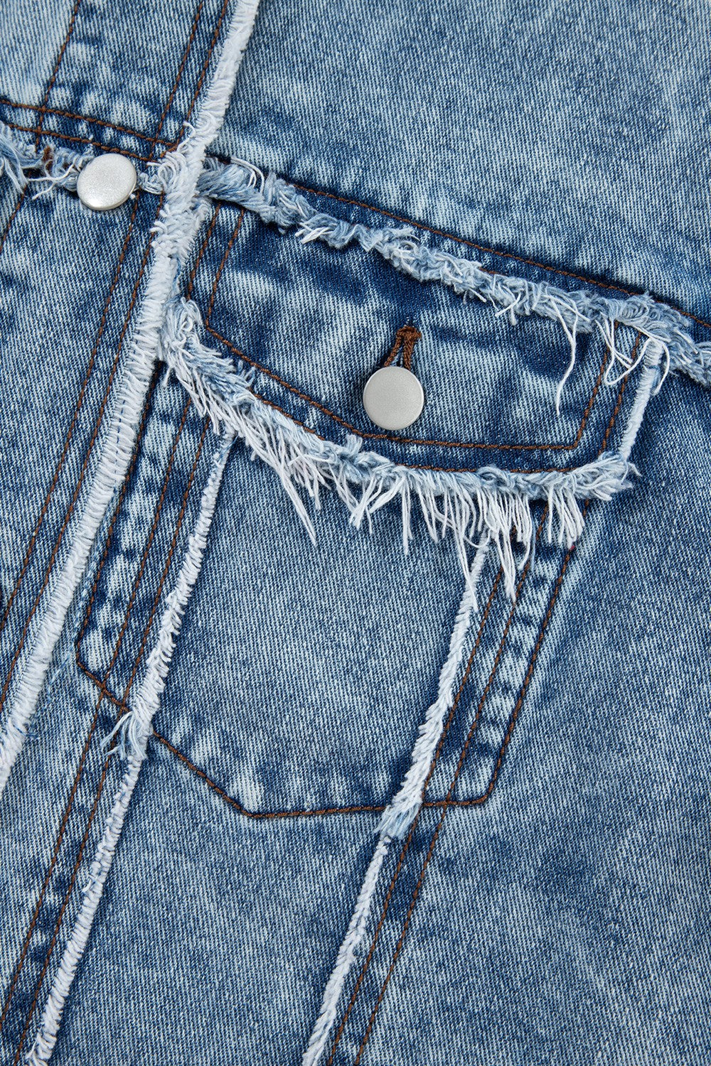 Raw Hem Drawstring Plaid Denim Jacket Trandify Deal