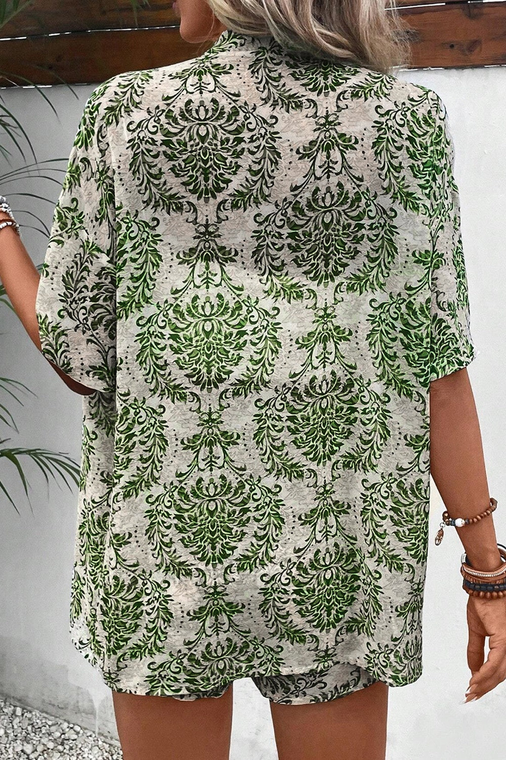 Printed Open Front Top and Shorts Set Trandify deal