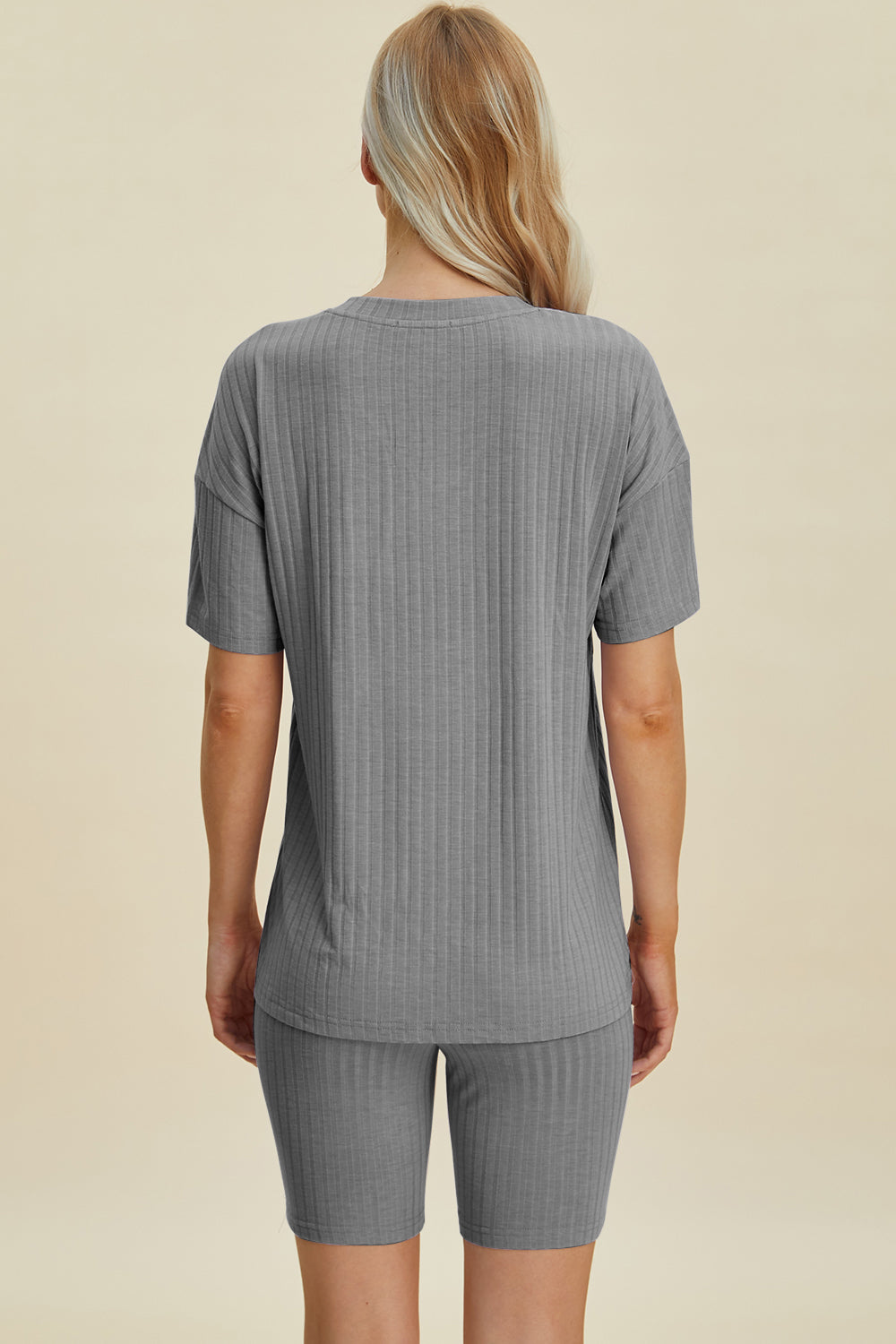 Basic Bae Full Size Ribbed V-Neck Short Sleeve Top and Shorts Set Trandify deal