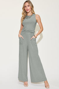 Basic Bae Full Size Ribbed Tank and Wide Leg Pants Set Trandify Deal