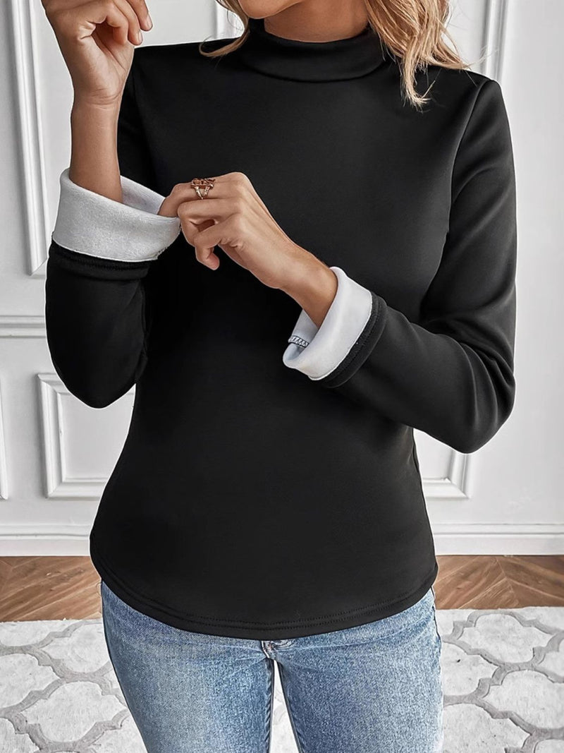 Mock Neck Long Sleeve T-Shirt Trandify deal