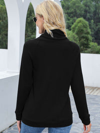 Drawstring Mock Neck Raglan Sleeve T-Shirt Trandify deal