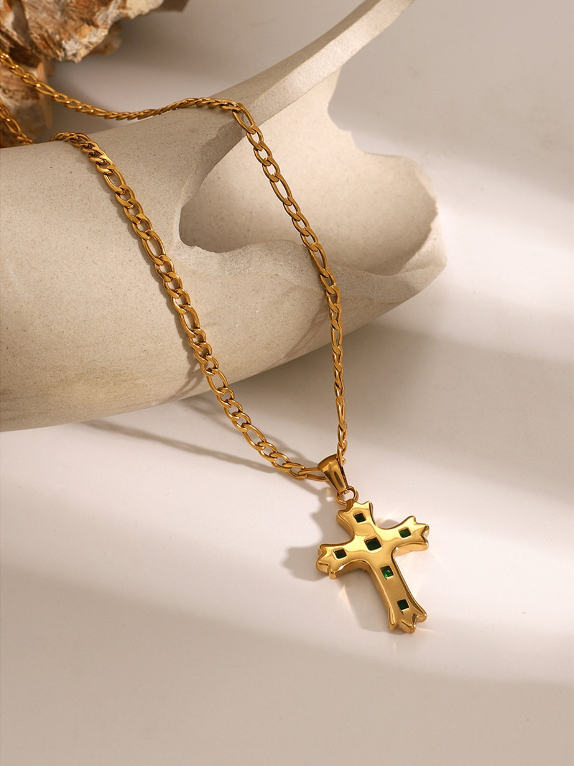 Stainless Steel Zircon Cross Pendant Necklace Trandify Deal