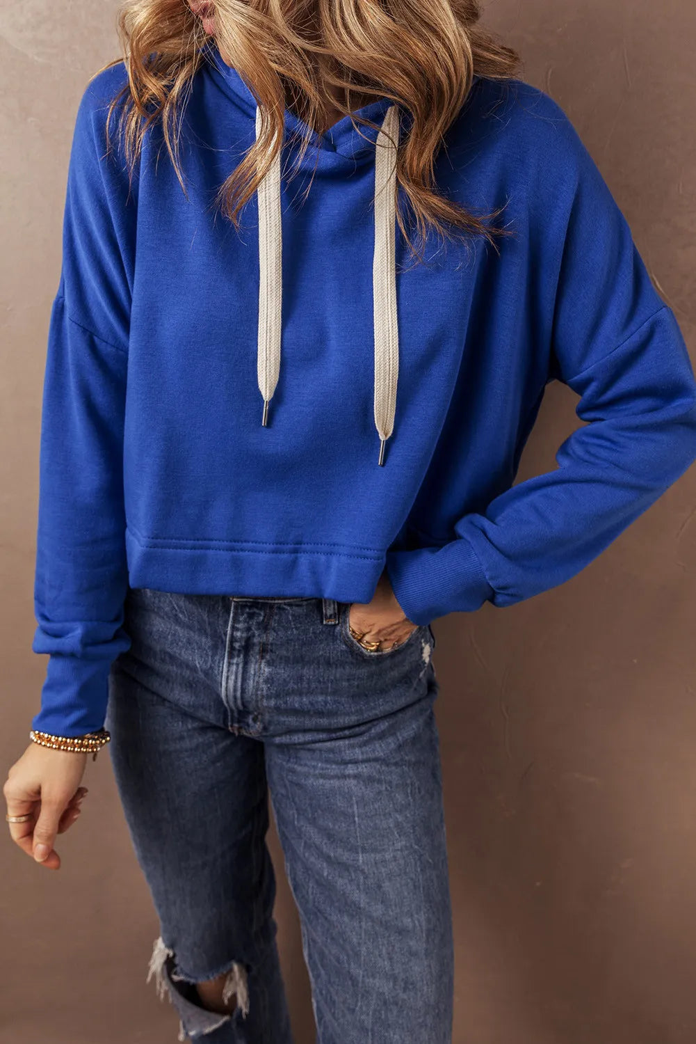 Drawstring Long Sleeve Hoodie Trandify Deal