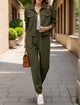 Plaid Texture Snap Down Top and Pants Set Trandify deal