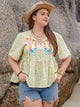 Plus Size Printed Tie Neck Half Sleeve Blouse Trandify deal