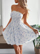 Strapless Floral Mini Dress with Lace-Up Back – Sexy Summer Dress for Women