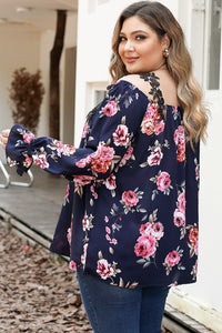 Plus Size Floral Flounce Sleeve Blouse Trandify deal
