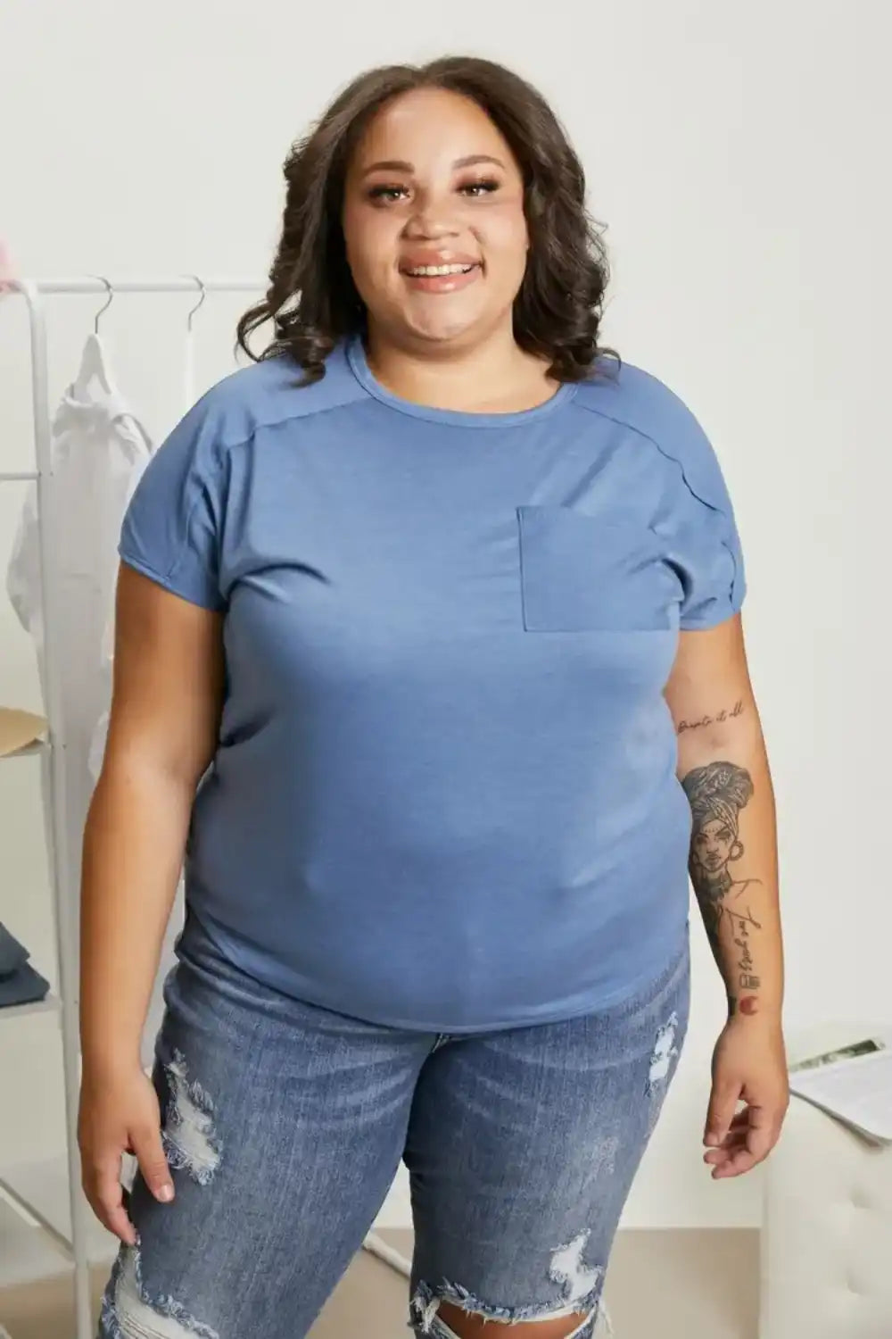 Sew In Love Full Size Exposed Seam Round Neck Short Sleeve T-Shirt Trandify deal
