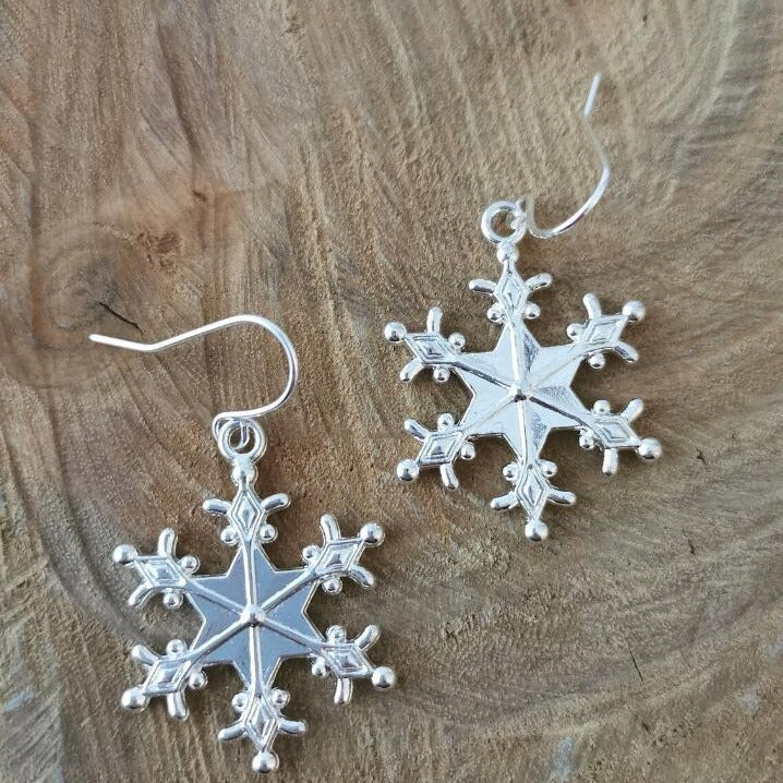 Silver-Plated Snowflakes Earrings Trandify Deal