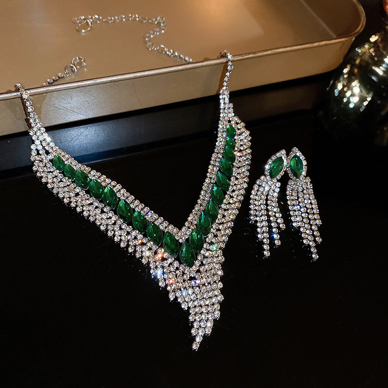 Copper Rhinestone Earrings and Necklace Jewelry Set Trandify Deal