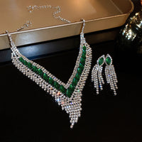 Copper Rhinestone Earrings and Necklace Jewelry Set Trandify Deal
