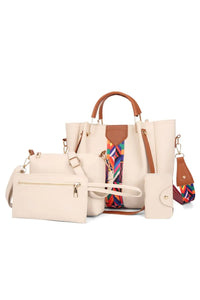 Women’s 4-Piece Geometric Strap Bag Set in trendy designs – Crossbody and Shoulder Bags
