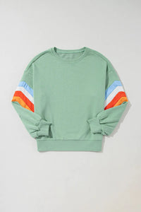 Contrast Round Neck Long Sleeve Sweatshirt Trandify Deal