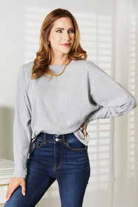 Double Take Seam Detail Round Neck Long Sleeve Top Trandify Deal