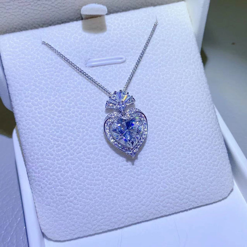 3 Carat Moissanite 925 Sterling Silver Heart Pendant Necklace Trandify Deal