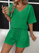 V-Neck Half Sleeve Top and Shorts Set - Trandify Deal