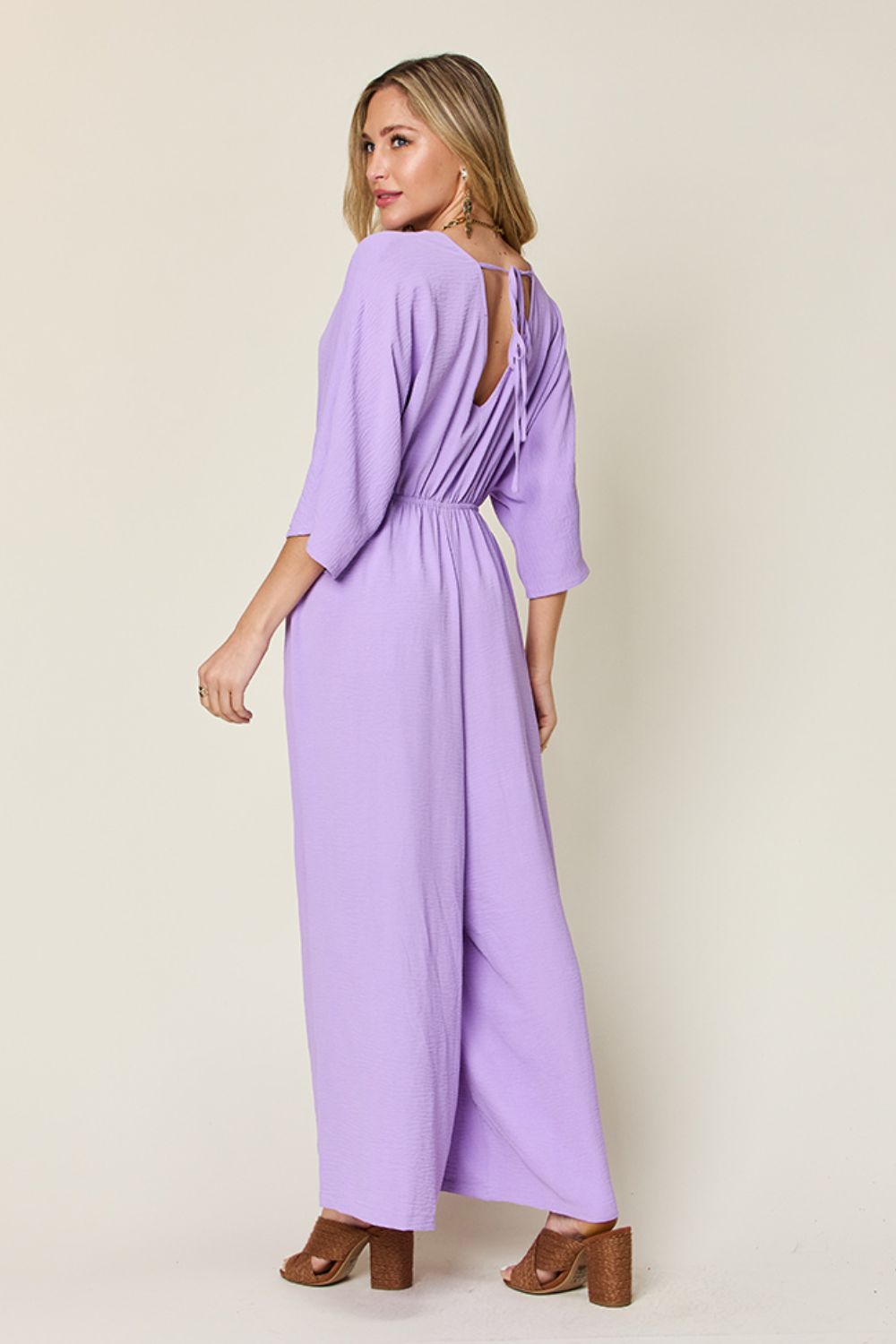 Double Take Full Size Surplice Wide Leg Jumpsuit with Pockets Trandify Deal