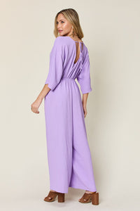 Double Take Full Size Surplice Wide Leg Jumpsuit with Pockets Trandify Deal