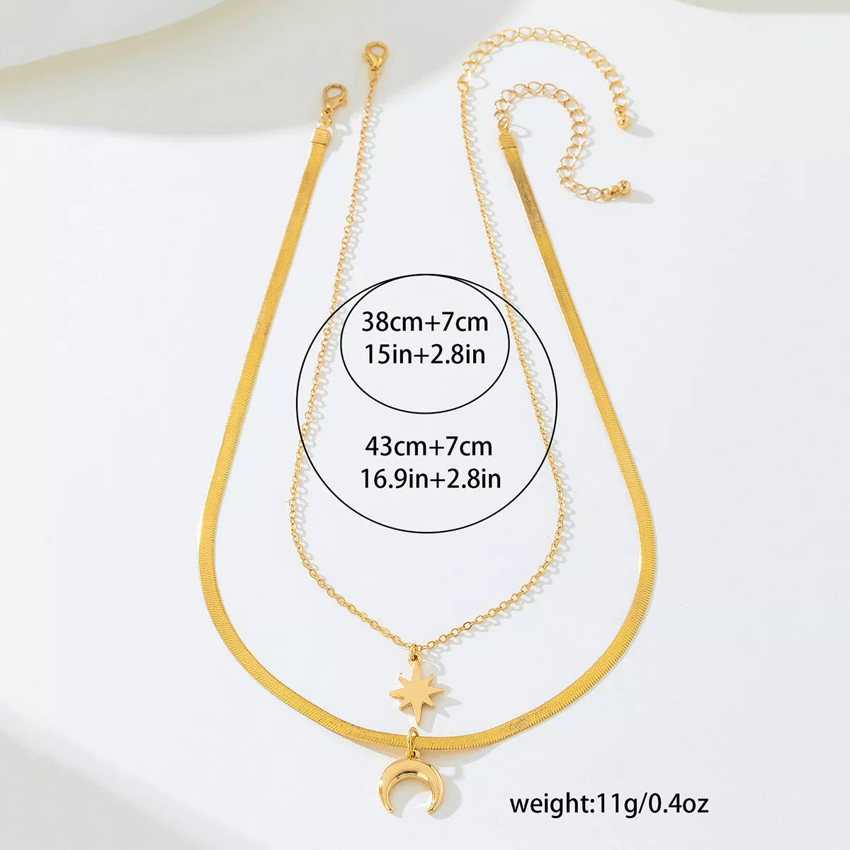 Dainty Moon and Star Necklace Set | 2-Piece Gold Celestial Jewelry